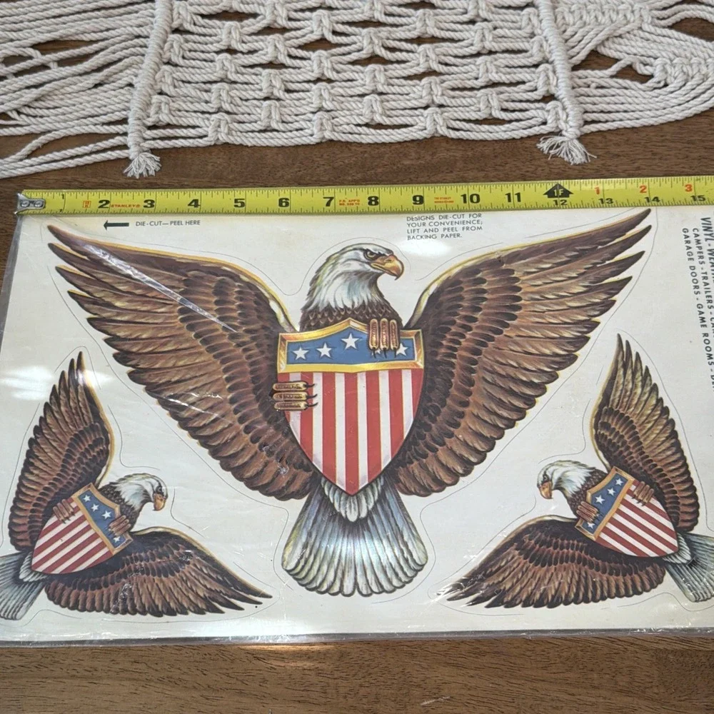 VTG Meyercord Sport-Stik Vinyl Decal Sheet 10-J Eagles America USA Sealed NEW